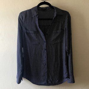 Express Navy Polka Dot Dress Blouse